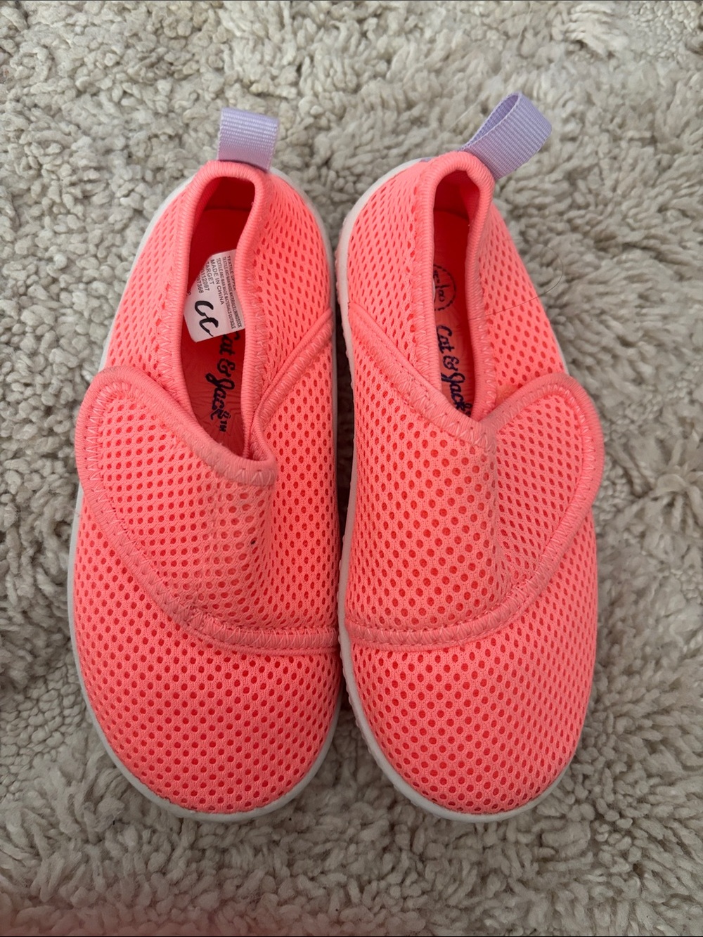 Cat & Jack Kids' Neon Coral Mesh Slip-on water shoes - 7/8